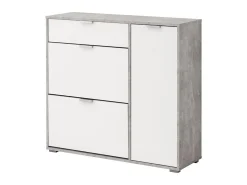 Zapatero ARIETTA - 2 puertas abatibles - Blanco y cemento