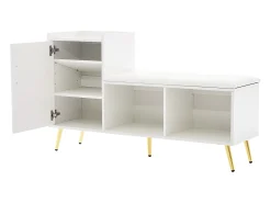 Zapatero blanco - Zapatero con 1 puerta y asiento - almacenaje abierto - para salón y dormitorio