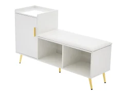 Zapatero blanco - Zapatero con 1 puerta y asiento - almacenaje abierto - para salón y dormitorio