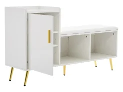Zapatero blanco - Zapatero con 1 puerta y asiento - almacenaje abierto - para salón y dormitorio