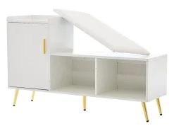 Zapatero blanco - Zapatero con 1 puerta y asiento - almacenaje abierto - para salón y dormitorio