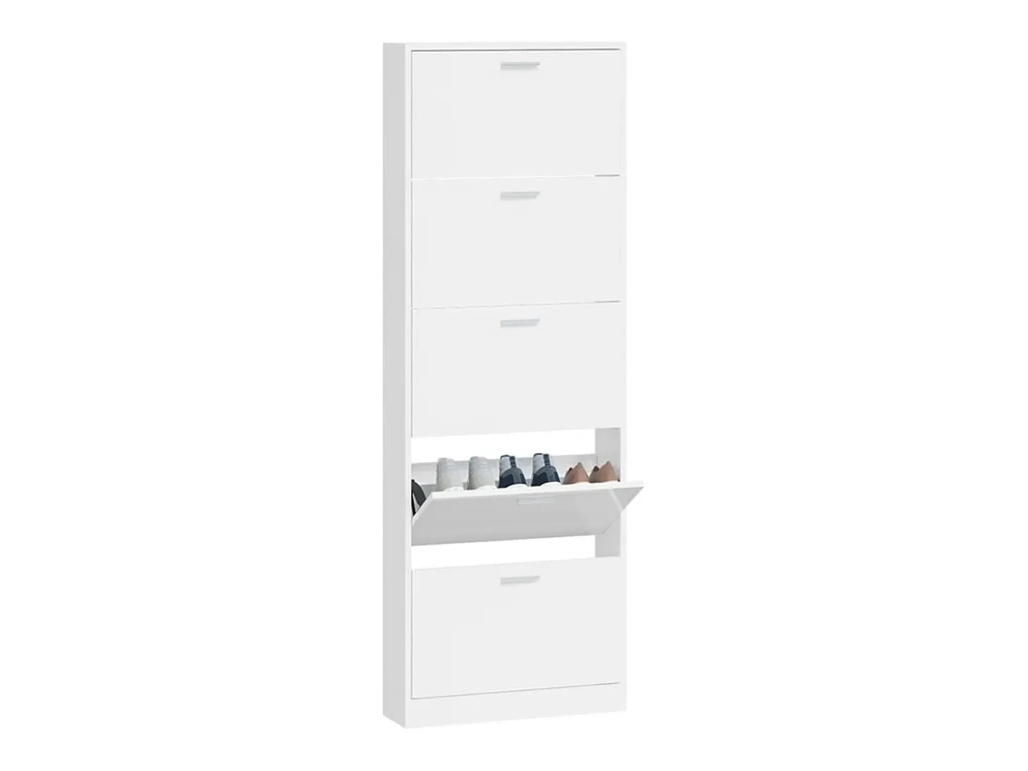 Zapatero Blanco brillo 59x17x169 cm Madera de ingeniería