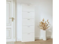Zapatero Blanco brillo 59x17x169 cm Madera de ingeniería