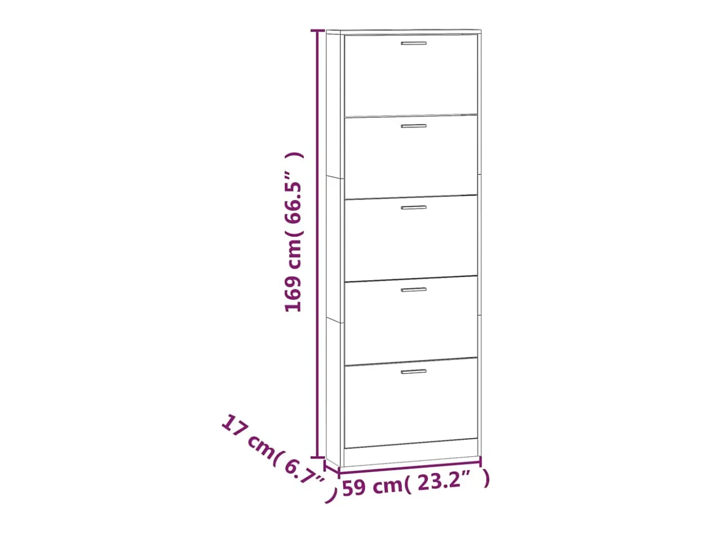 Zapatero Blanco brillo 59x17x169 cm Madera de ingeniería