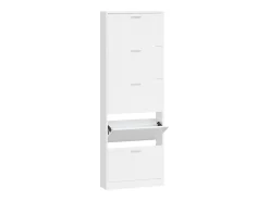 Zapatero Blanco brillo 59x17x169 cm Madera de ingeniería
