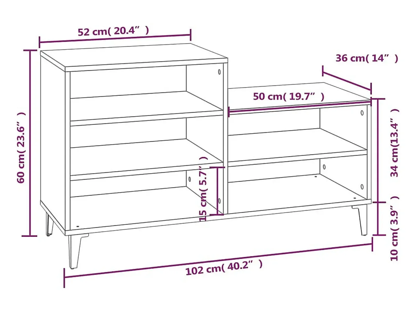 Zapatero Blanco brillo 102x36x60 cm Madera de ingeniería