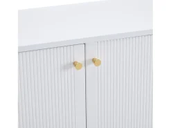 Zapatero blanco con 2 cajones y 4 puertas, tiradores y patas dorados