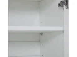 Zapatero blanco con 2 cajones y 4 puertas, tiradores y patas dorados