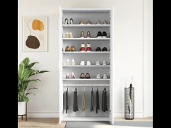 Zapatero blanco 80x39x180 cm fabricado en madera de ingeniería