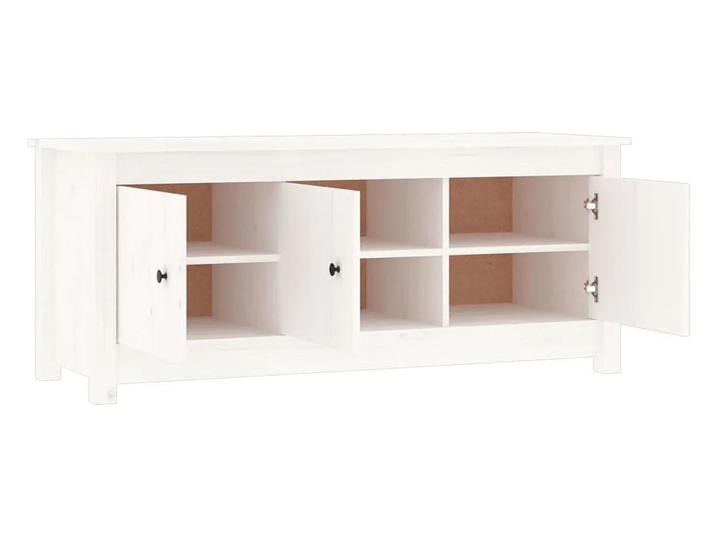 Zapatero blanco 110x38x45,5 cm Madera maciza de pino