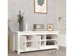 Zapatero blanco 110x38x45,5 cm Madera maciza de pino