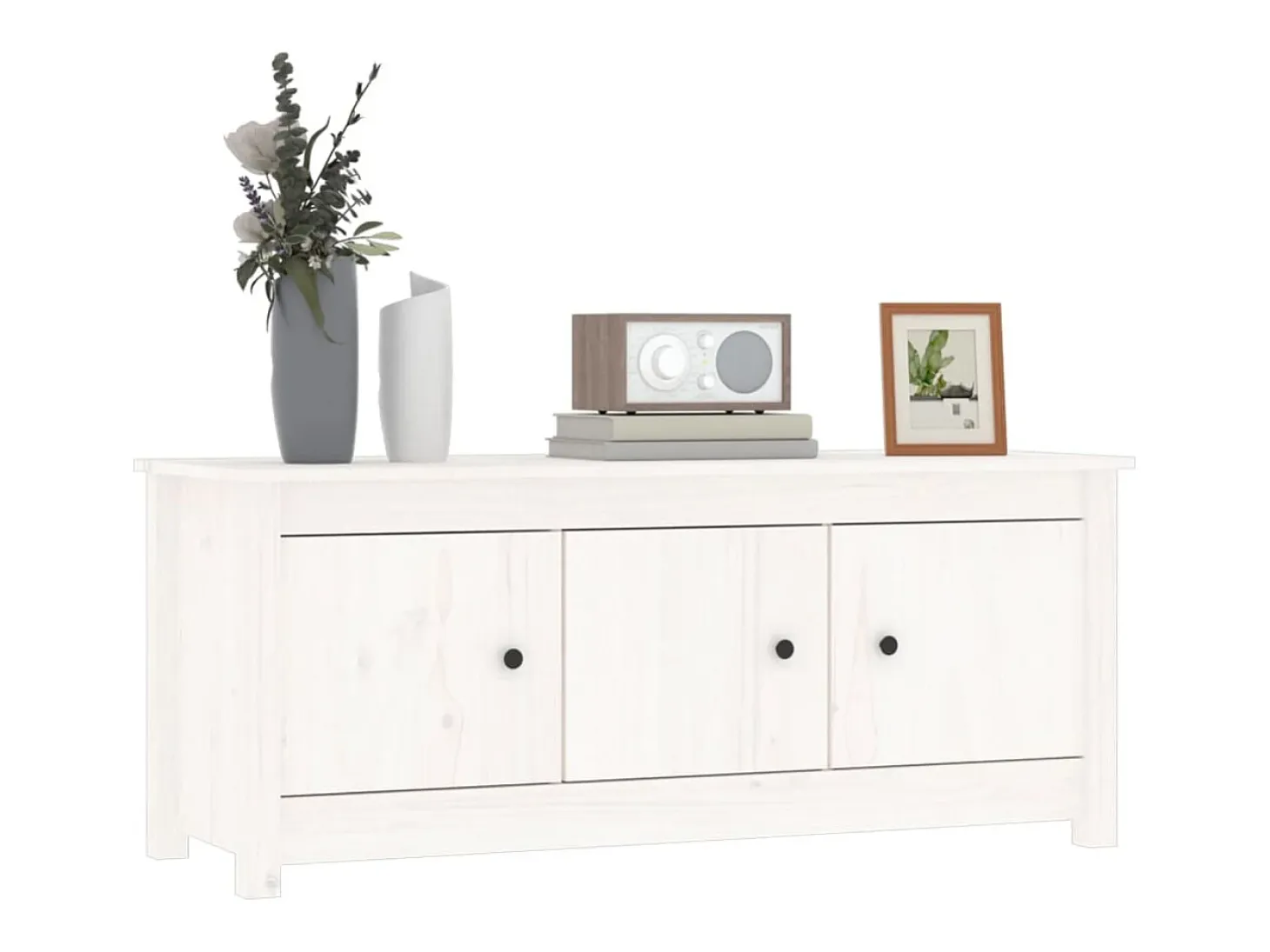 Zapatero blanco 110x38x45,5 cm Madera maciza de pino