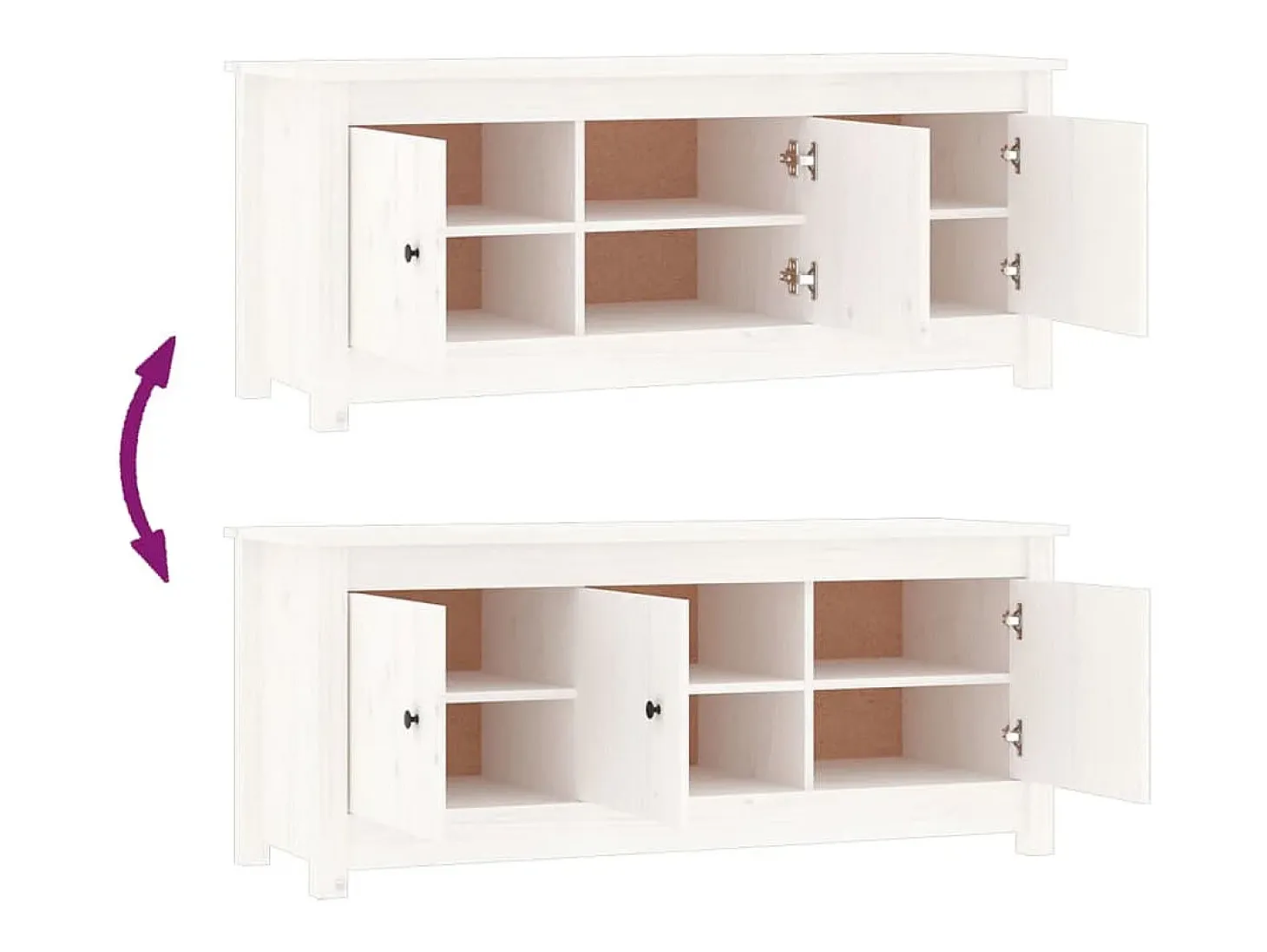 Zapatero blanco 110x38x45,5 cm Madera maciza de pino
