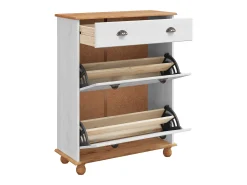 Zapatero Blanco 85x35x108 cm Madera Maciza de Pino