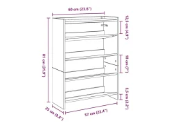 Zapatero blanco 60x25x81 cm madera de ingeniería