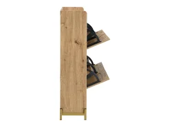 Zapatero compacto de 4 puertas de madera y ratán - con estante - Estructura de metal - para entrada, pasillo o espacios pequeños