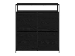 Zapatero con 4 cajones basculantes roble negro 100x34x112 cm