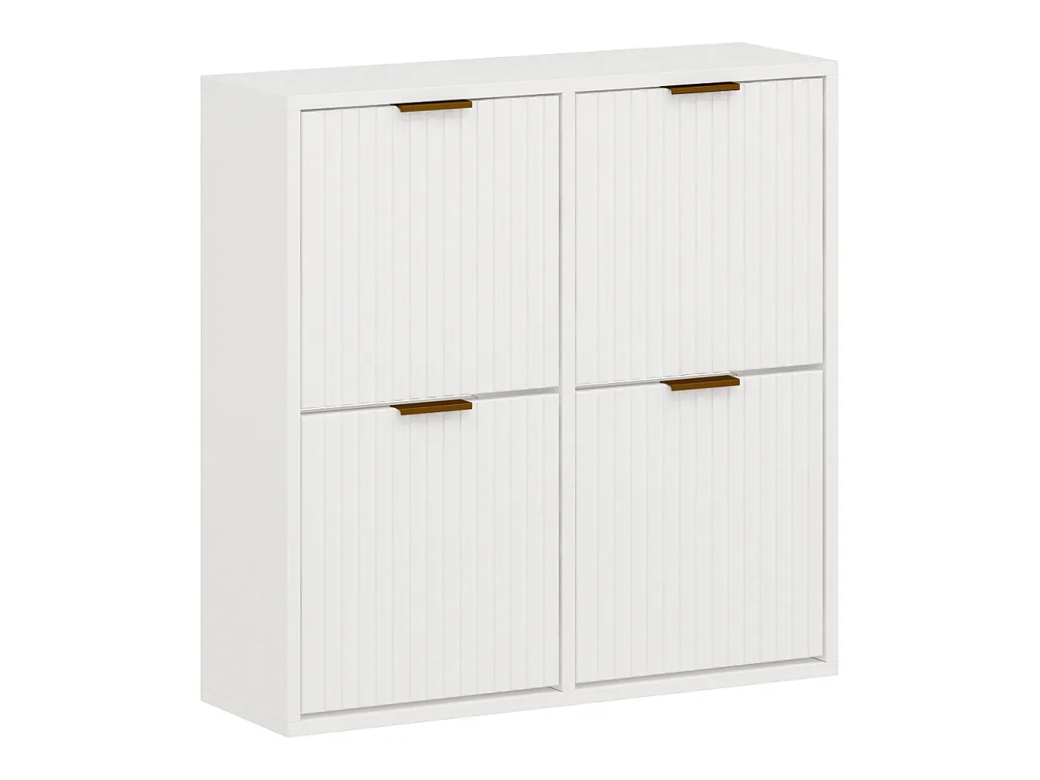 Zapatero con 4 compartimentos abatibles - Blanco y dorado - FRALYN