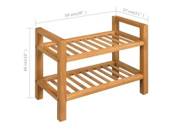 Zapatero con 2 estantes 50x27x40 cm Roble macizo