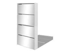 Zapatero con 4 estantes y espejo 63x17x134 cm Blanco