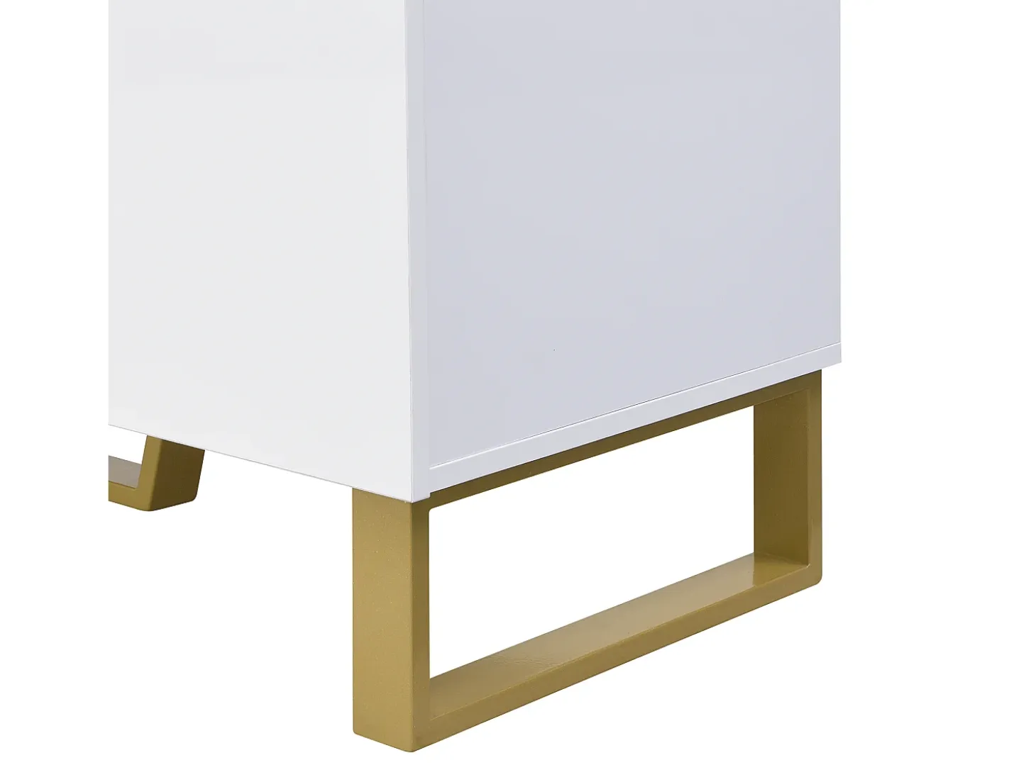 Zapatero con 3 puertas, 1 cajón y cojín - Blanco y dorado