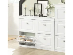 Zapatero con 4 Puertas Organizador para Zapatos Blanco 105 x 24 x 83 cm FSR79-W SoBuy ES