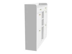 Zapatero con 4 puertas plegables, 2 cajones, estantes de almacenamiento, blanco (110x26x100 cm)
