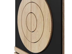 Zapatero con 2 puertas redondas y geométricas - Negro y natural claro