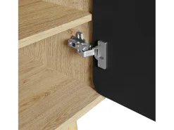 Zapatero con 2 puertas redondas y geométricas - Negro y natural claro