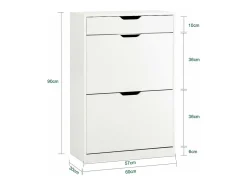 Zapatero con 2 Solapas y 1 Cajon Organizador FSR180-W SoBuy ES