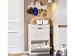 Zapatero con 2 Solapas y 1 Cajon Organizador FSR180-W SoBuy ES