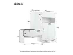 Zapatero con asiento acolchado - 3 puertas, 1 cajón - almacenamiento abierto - blanco