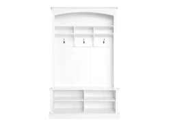 Zapatero con banco, 2 estantes para zapatos y perchero - 120 x 40 x 190 cm - Tablero de partículas - Blanco