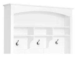 Zapatero con banco, 2 estantes para zapatos y perchero - 120 x 40 x 190 cm - Tablero de partículas - Blanco
