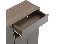 Zapatero con banco, 3 puertas y 1 cajón - 140 x 35 x 110 cm - Tablero de partículas - Gris