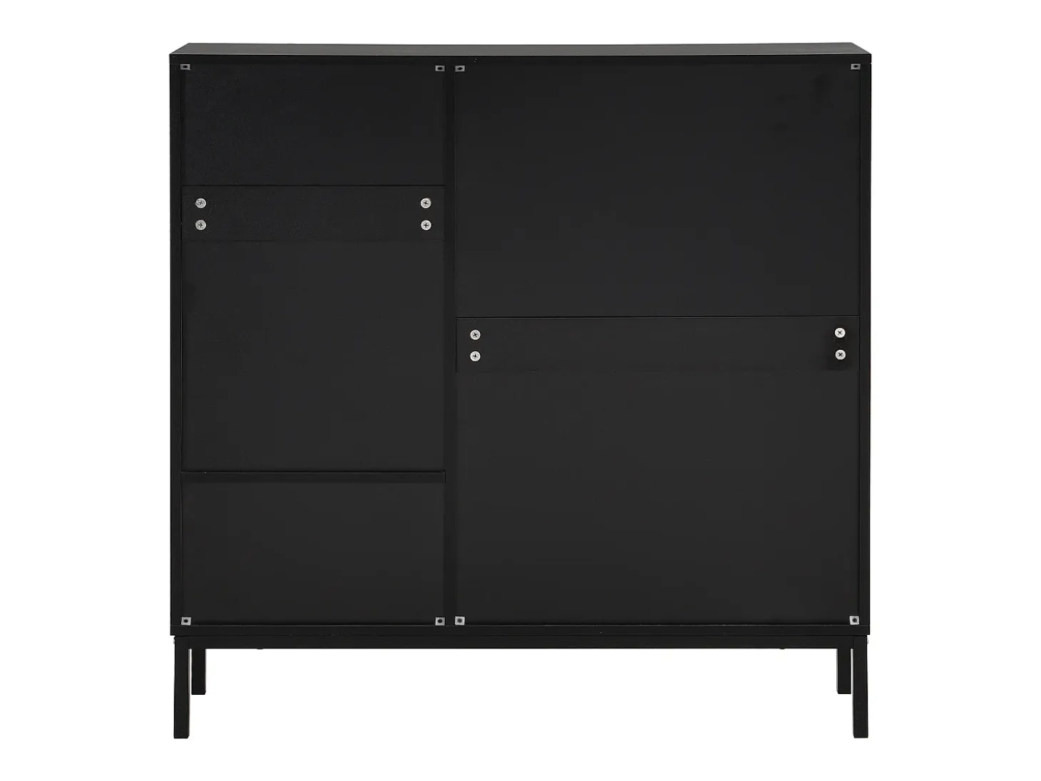 Zapatero con banco abatible - 3 puertas abatibles - Negro y Natural