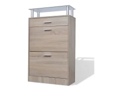 Zapatero con cajón y tapa de cristal Madera