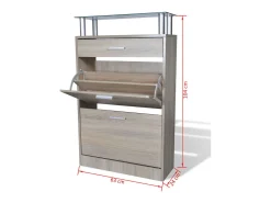 Zapatero con cajón y tapa de cristal Madera