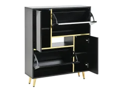 Zapatero con frente brillante - 80 x 25 x 96 cm - LED - Tablero de partículas - Negro