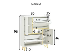 Zapatero con frente brillante - 80 x 25 x 96 cm - LED - Tablero de partículas - Blanco