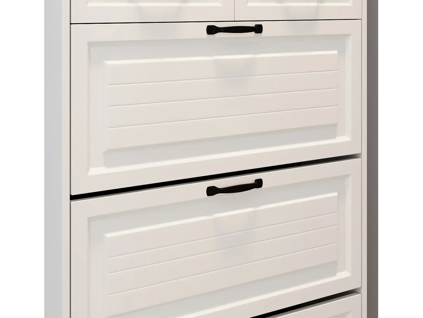 Zapatero con puerta, 3 puertas batientes y 2 cajones, MDF, blanco (80x23,5x220 cm)