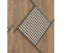 Zapatero con puertas cerradas y estampado decorativo de ratán, tablero aglomerado, madera (80x32x91cm)