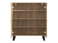 Zapatero con puertas cerradas y estampado decorativo de ratán, tablero aglomerado, madera (80x32x91cm)