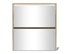 Zapatero de 2 niveles con espejo 63x17x67 cm Roble