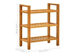 Zapatero de 3 niveles 50x27x60 cm Roble macizo
