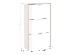 Zapatero de 3 puertas abatibles en roble y blanco 60x113 cm Remi Roble - Blanco