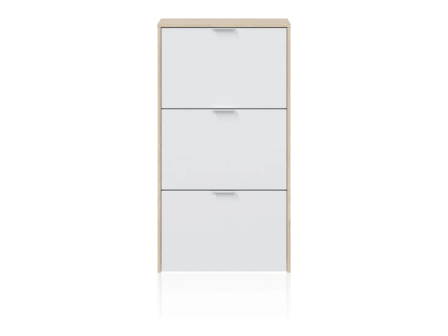 Zapatero de 3 puertas abatibles en roble y blanco 60x113 cm Remi Roble - Blanco