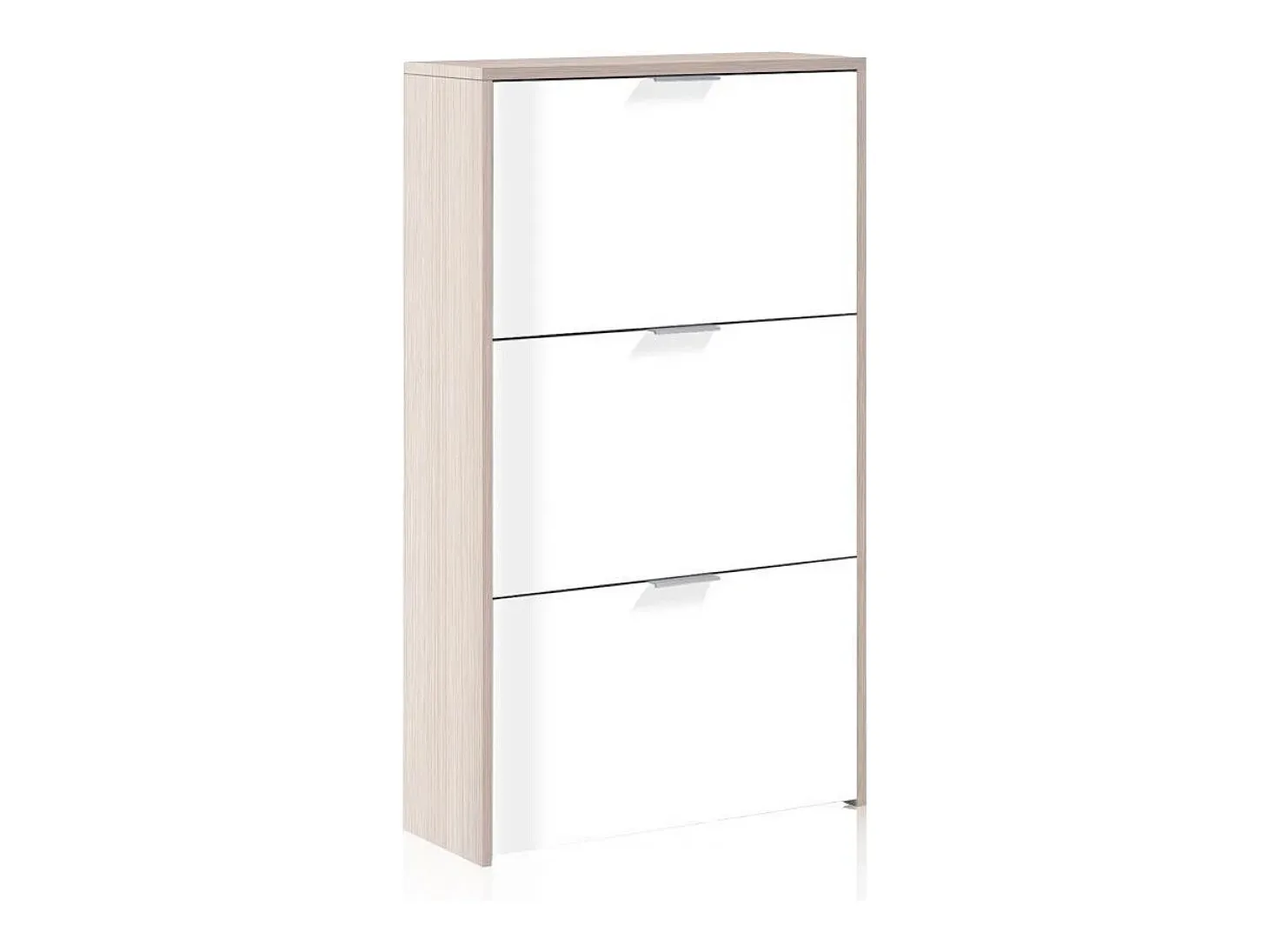 Zapatero de 3 puertas abatibles en roble y blanco 60x113 cm Remi Roble - Blanco