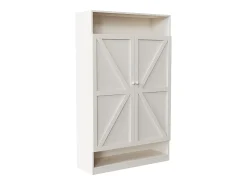 Zapatero de 2 puertas, amplio espacio de almacenamiento - Blanco