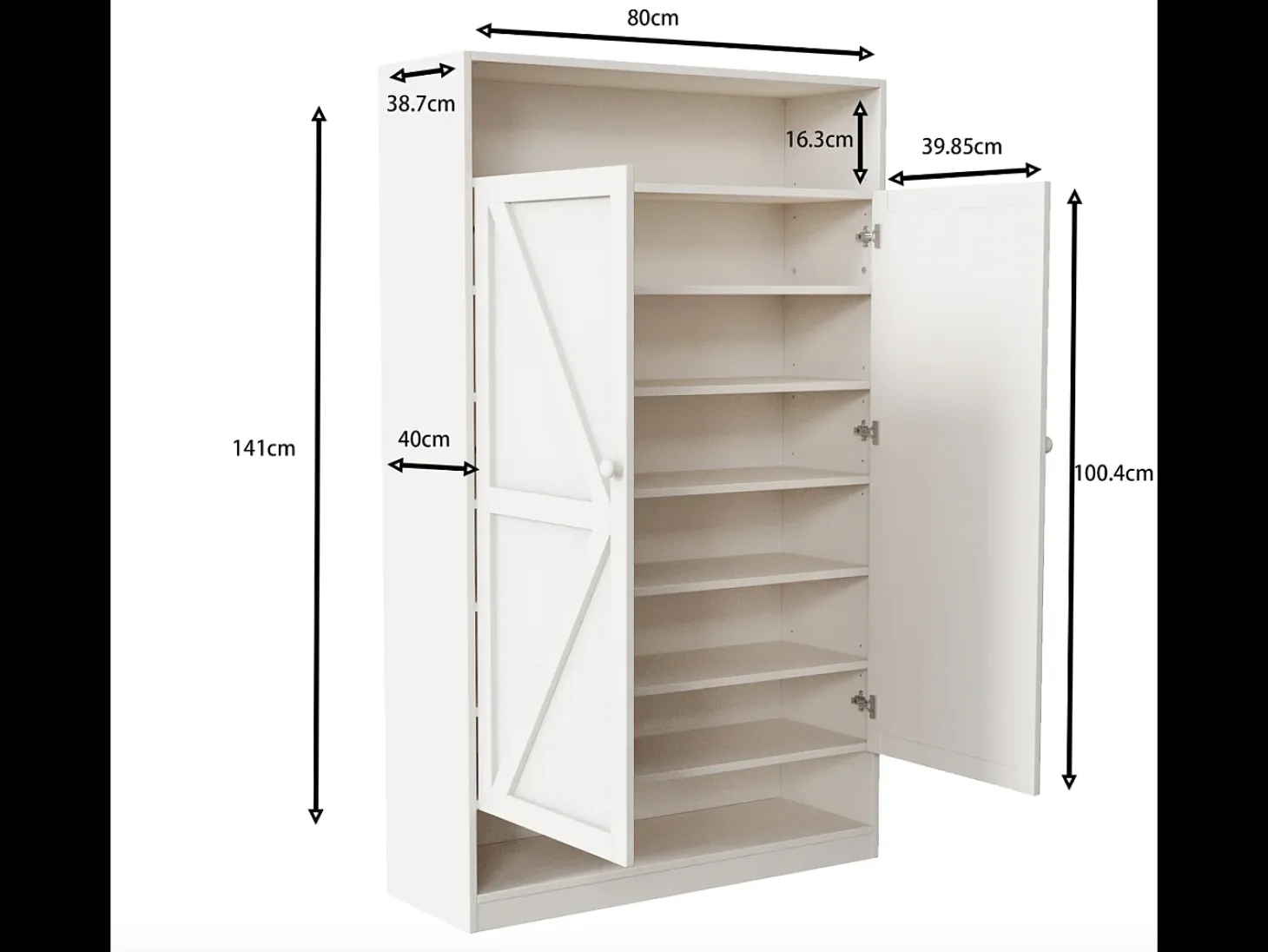 Zapatero de 2 puertas, amplio espacio de almacenamiento - Blanco